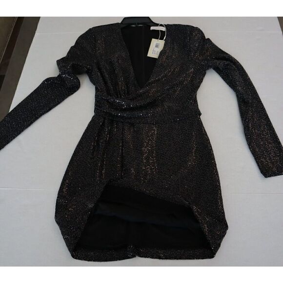 Ramy Brook A1022301 Women's Sz 2 Black Esme Sequin Long-Sleeve Mini Dress - Picture 9 of 12